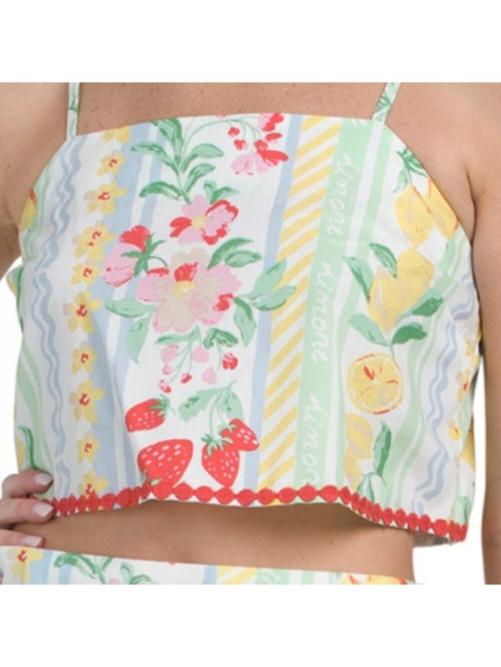 JAPNA 2pc Lemon Print Striped Maxi Skirt Set - Picture 3 of 5